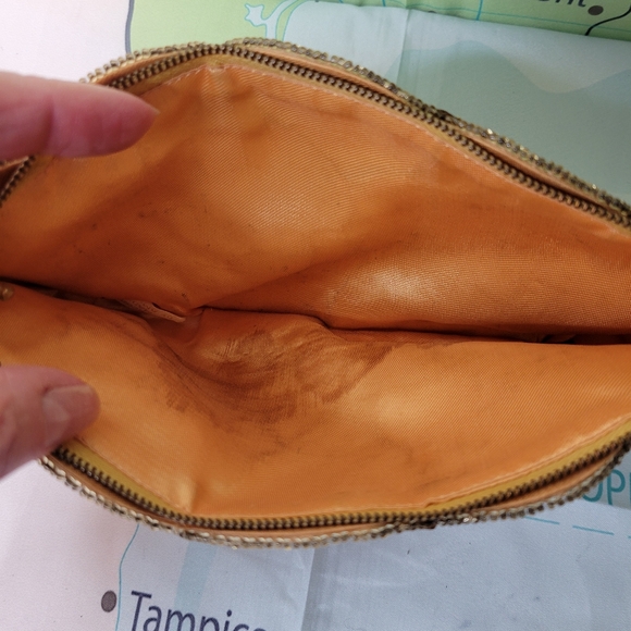 Vintage 1950s Gold Sequin Clutch Bag Purse - Picture 8 of 12